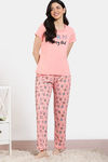 Zivame Joyful Jingles Knit Cotton Pyjama Set - candlelight Peach — thumbnail 2